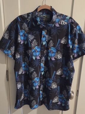 Retro Rifle Suppressed Button-Down Hawaii Shirt Black & Blue - Size XL